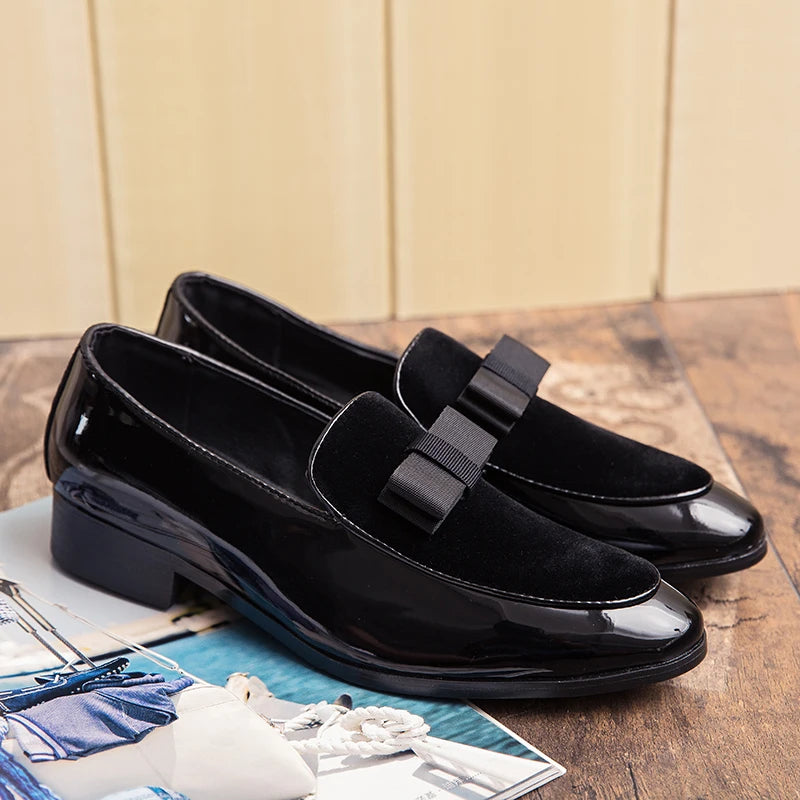 Patent Leather Shoes for Men Oxfords Lace Up Male Wedding Party Office Work Shoes Suede stitching leather shoes 38-45 Large size