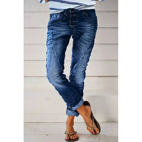 Jeans Denim Pants Capris 2025 Women Vintage Elastic Waist Long Flare Pants High Waist Slim Work Summer Blue Elegant Jeans Capris