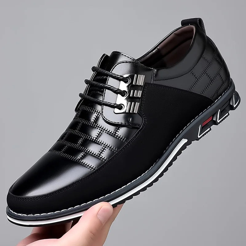 Men Formal Leather Shoes Slip on Soft Loafers Anti Slip Breathable Driving Flats Spring Walking Office Work Shoes