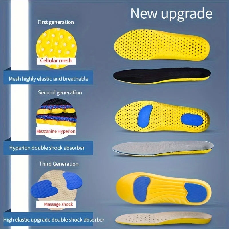 1 Pair Shock Absorption Comfortable Memory Foam Sport Insoles for Men Women Shoe Inserts Pad Soft Breathable Sneakers Running