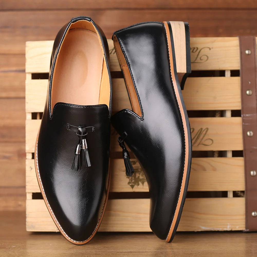 Office Men Formal Oxfords Pointed Oxford Wedding Leather Men Dress Shoes Fringed Office Men Formal OxfordLoafers Social Shoes