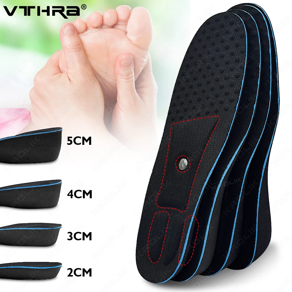 2/3/4/5cm Invisible Height Increase Insoles For Men Women Cushions Height Lift Foot Massage Magnetic Massage Shoes Insole Insert