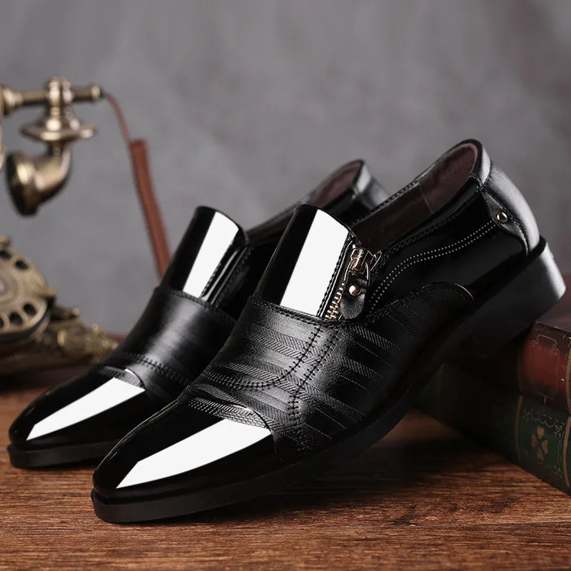 Classic Business Men's Dress Shoes Fashion Elegant Formal Wedding Shoes Men Slip on Office Oxford Shoes for Men Black