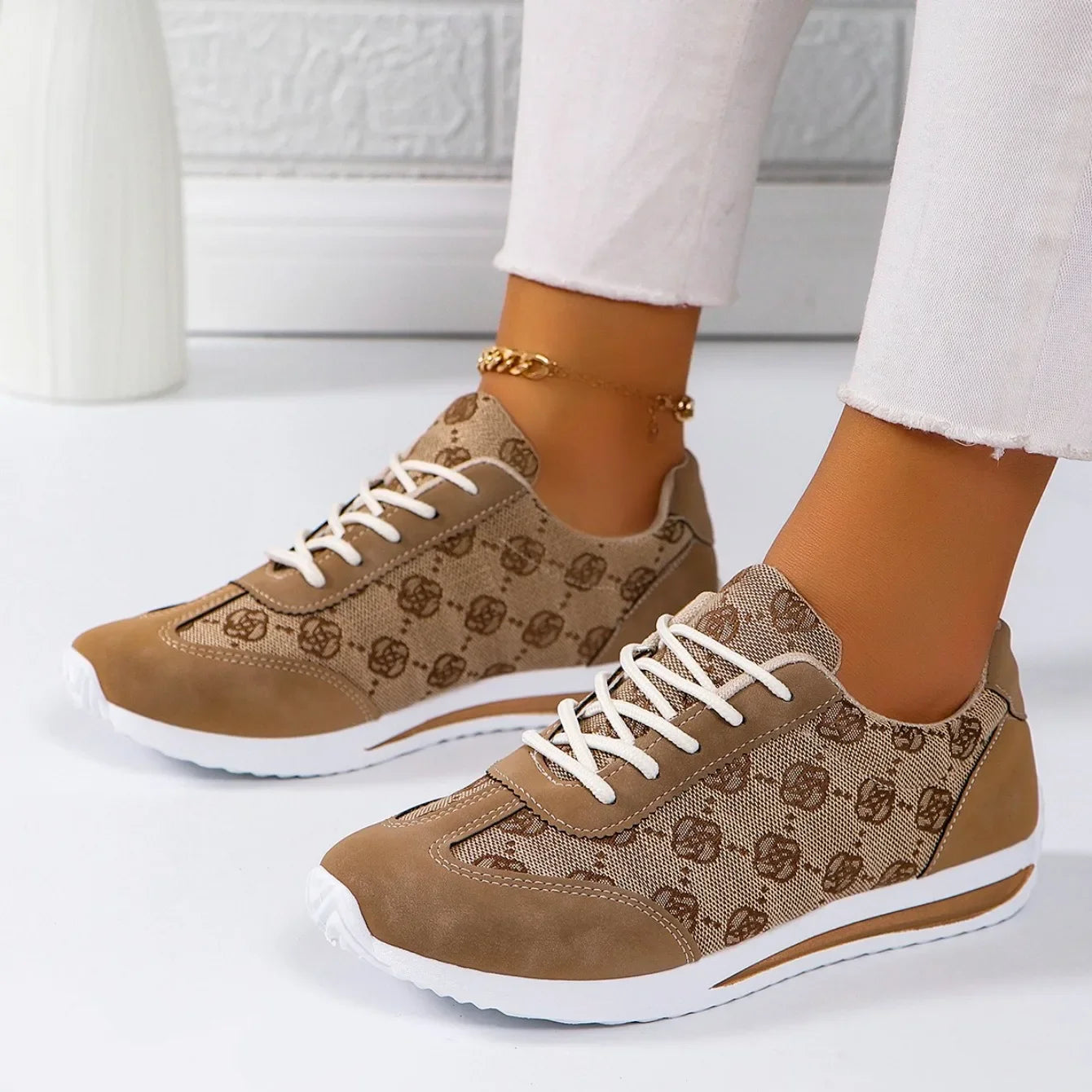 Women Thick Soled Cross Round Head Thin Fashion Shoes Women Comfortable Breathable Casual Wear-resistant Shoes Zapatos De Mujer