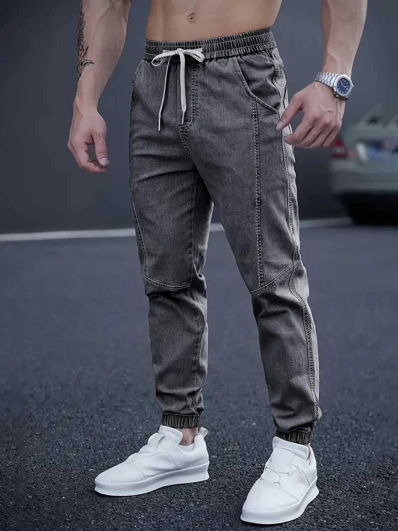 2025 Spring Autumn Black Blue Cargo Jeans Men Streetwear Denim Jogger Pants Men Baggy Harem Jean Trousers Plus Size