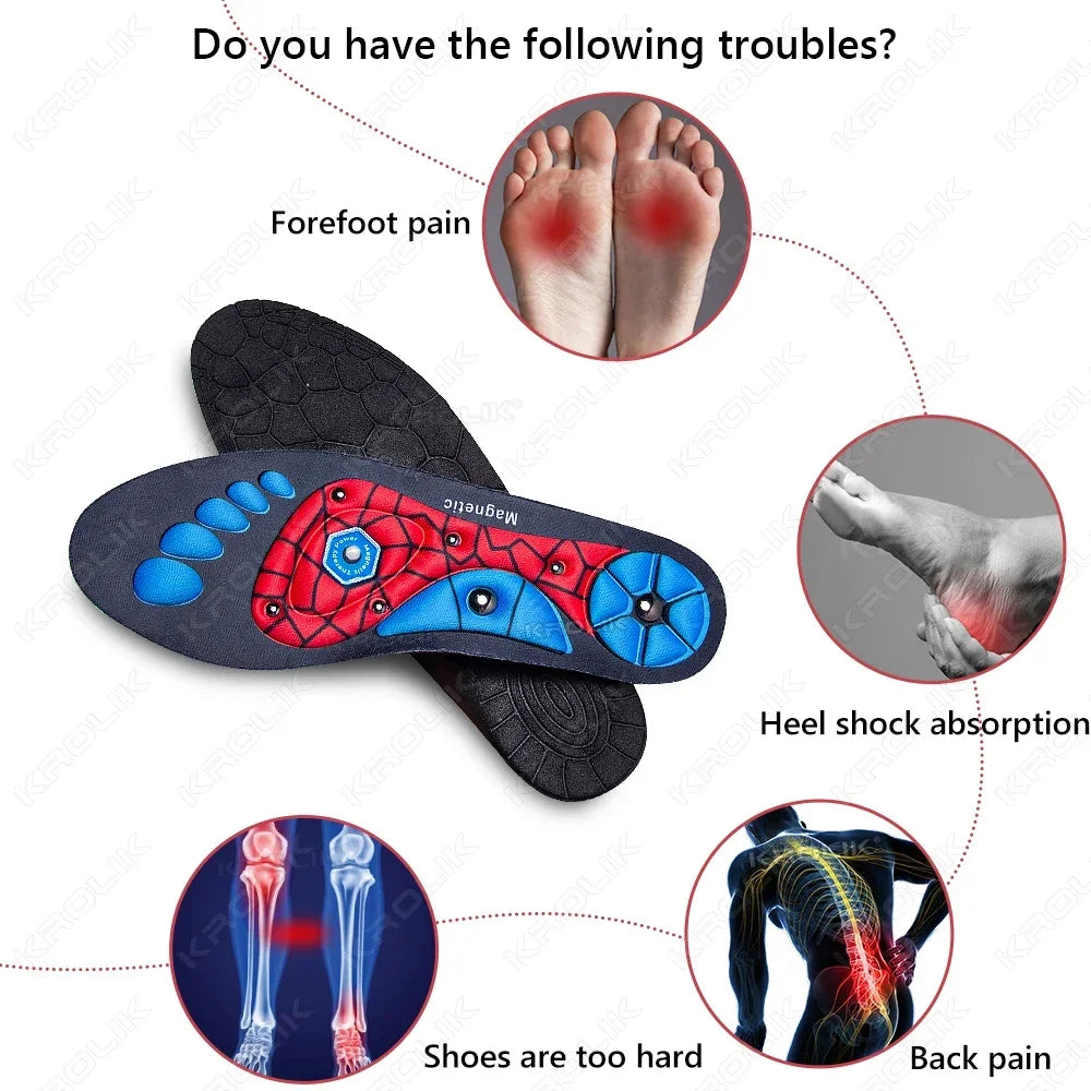1 Pair Magnetic Therapy Foot Acupressure Insoles Men Women Magnet Massage Sports Cushion Inserts Comfort Soles Relaxation Insole