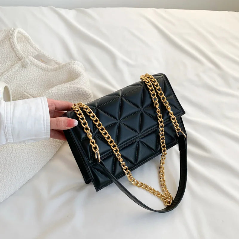 Fashion Summer Chain Crossbody Bags Plaid Designer Women Shoulder Bag Pu Leather Square Handbags For Ladies