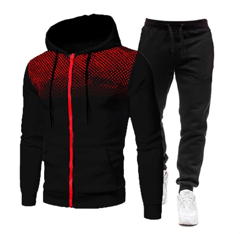 Autumn and Winter New European and American Solid Color Fleece Sweater Pants Men's Casual Zipper Sports Hat Set
