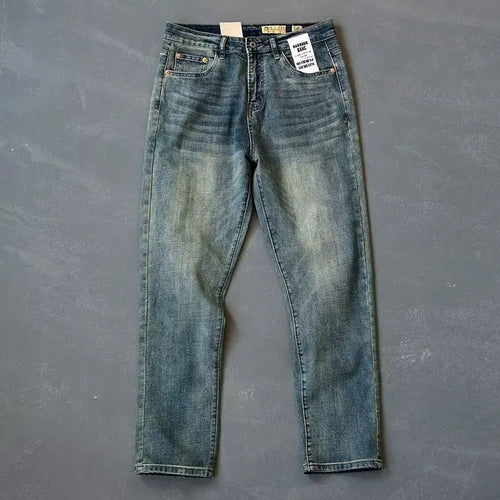 High Quality Korean Fashion Washed Vintage Straight Leg Denim Jeans for Men Casual Spring Autumn Pencil Pants Boyfriend Jeans