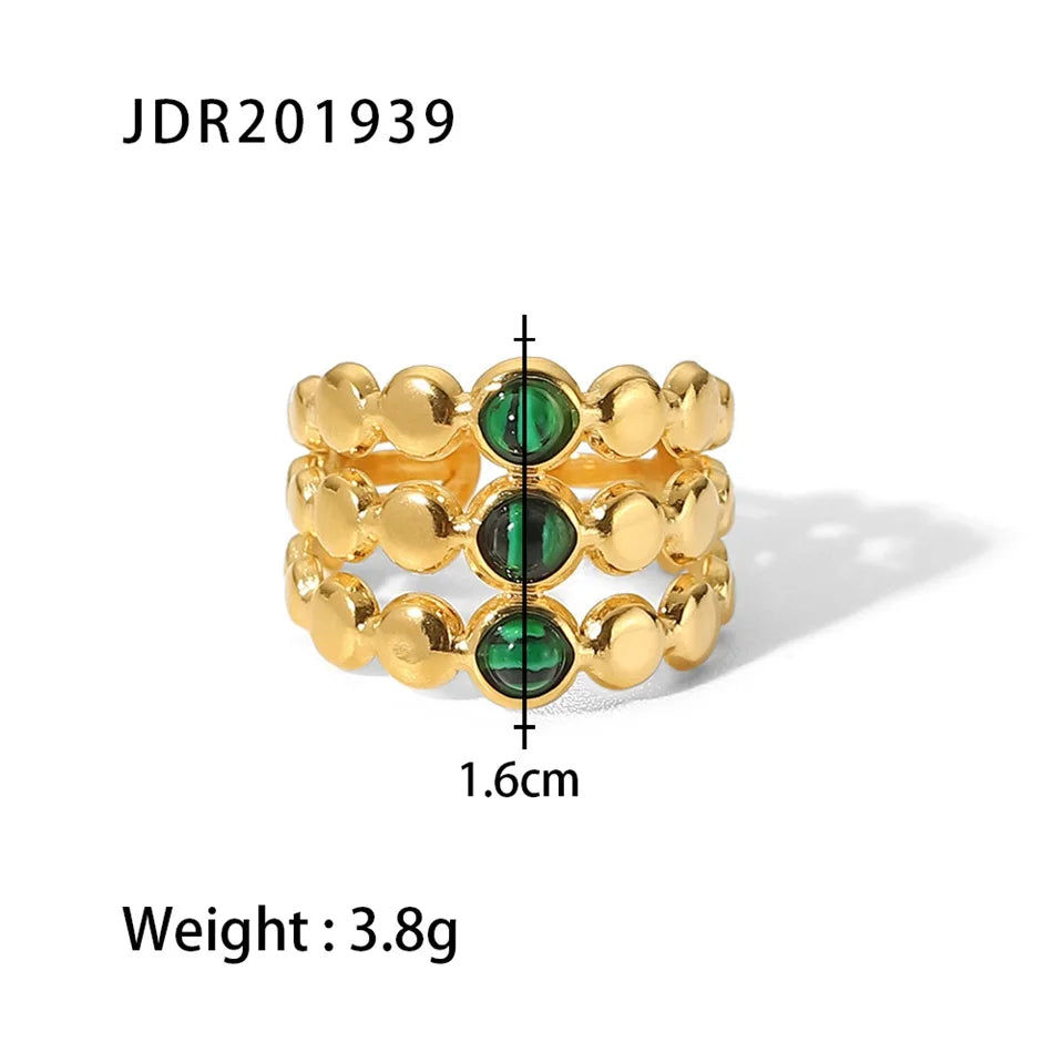 Youthway New Design Natural Stone Stainless Steel Ring Women Waterproof Stylish Golden Jewelry 2022 NEW Set