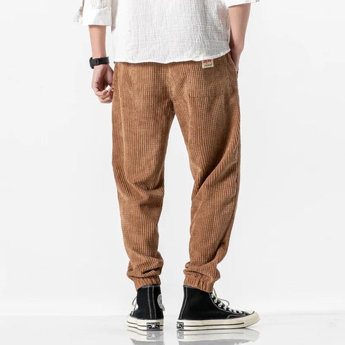 2025 New Japanese Loose Water Washed Men's Casual Pants, Chinese Wind Light Core Velvet Small Leg Pants, Trendy Men's Pants