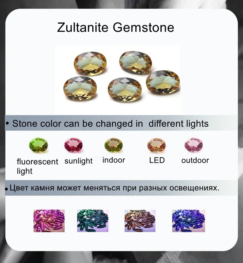 Square Zultanite Rings Paved CZ Zircon Color Change Gemstone Gold Plated Open Sultanite Diaspore Crystal Jewelry for Women