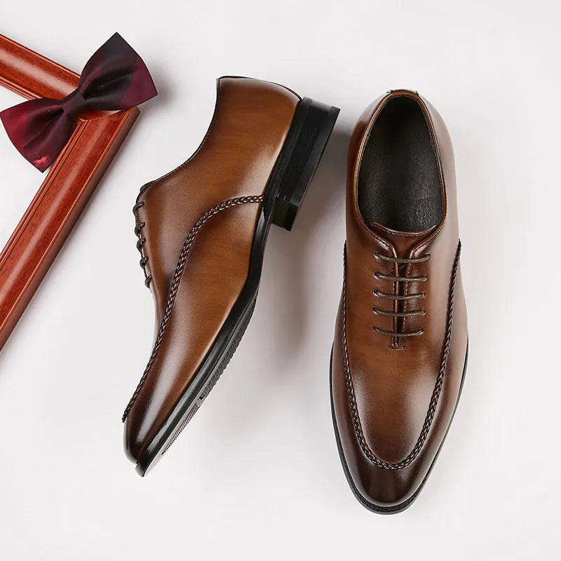 Britain Gentleman Fashion New Men Pointed Black Brown Lace Up Casual Shoes Male Formal Wedding Dress Footwear Zapatos Hombre