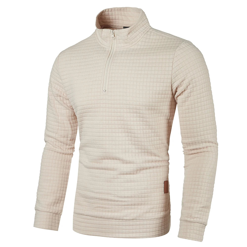 Autum Men's Solid Color Sweatshirt New Oversize Half Zipper Pullover Warm Sweater Jogger Sport Tops
