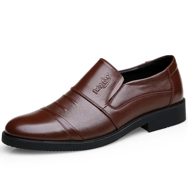 Men's Genuine Cow Leather Shoes Business Casual Shoes With Triple-Stitched Soles For Middle-Aged And Elderly Men