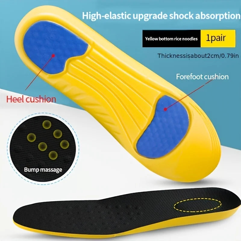 1 Pair Shock Absorption Comfortable Memory Foam Sport Insoles for Men Women Shoe Inserts Pad Soft Breathable Sneakers Running