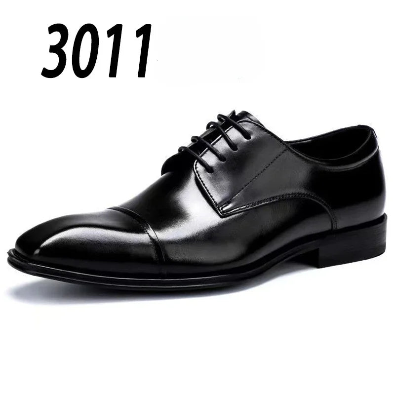 Eleglant Leather Mens Dress Shoes Black Formal Social Shoe Male Business Wedding Derby for Man Luxury Italian Oxford Loafers