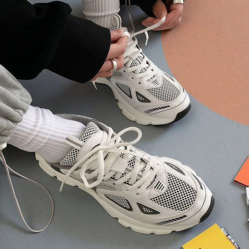 Women's Luxary Chunky Sneakers 2025 trend Fashion Mesh Breathable Shoes for Men Sports Running Casual Ladies Fitness Vulcanize