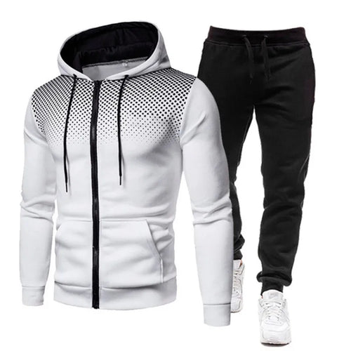 Autumn and Winter New European and American Solid Color Fleece Sweater Pants Men's Casual Zipper Sports Hat Set