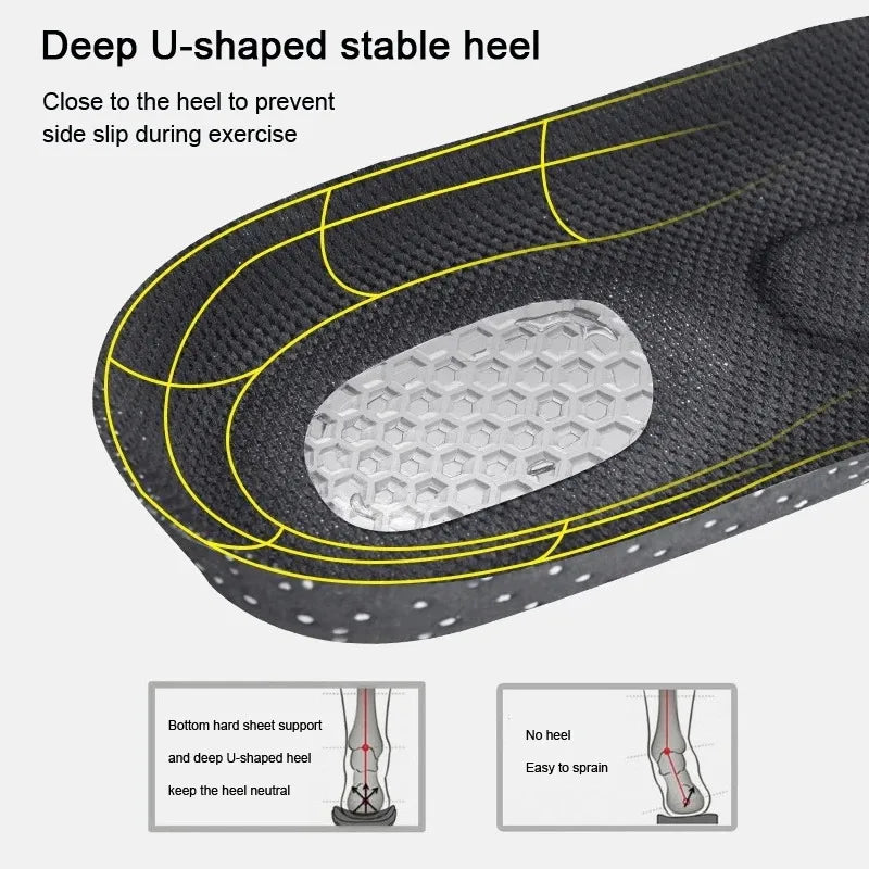 1 Pair Arch Support Relief Leg Fatigue Shoes Insoles Men's Silicone Shock Absorption Anti-slip Sports Insoles Shoe Accessories