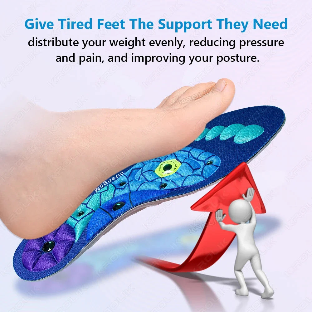 Magnetic Acupressure Arch Support Insoles Massage for Foot Pain Relief Magnetic Slimming Templates Improved Blood Circulation