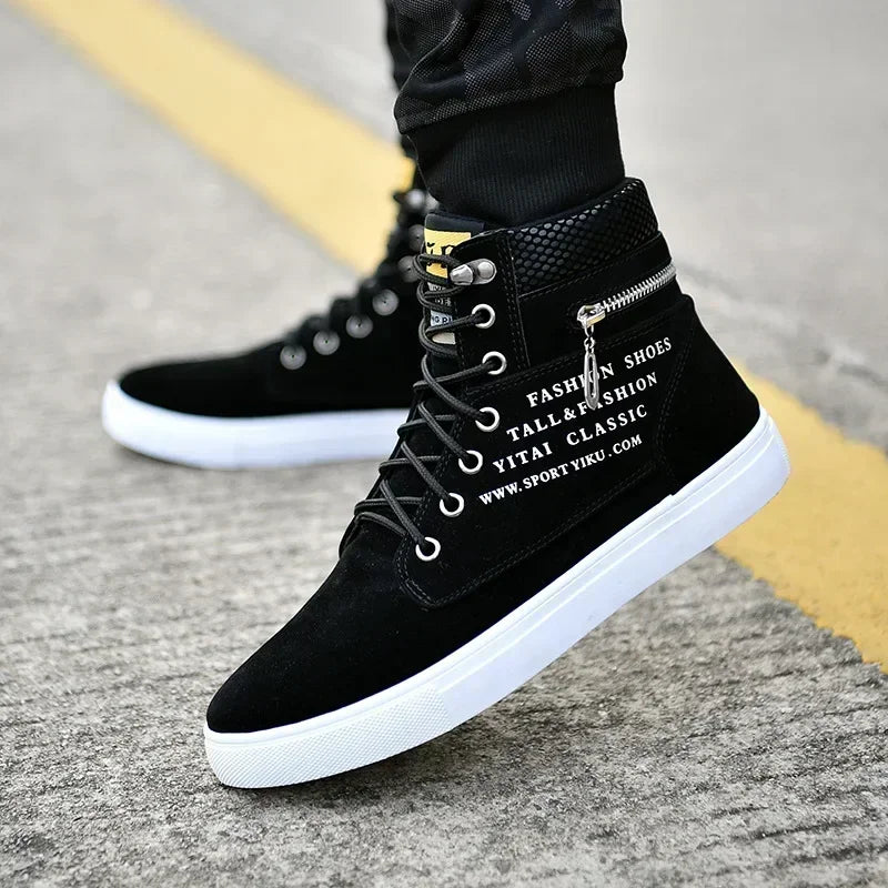 Men Vulcanized Shoes British Style High Top Casual Sneakers Men Canvas Shoes Man Sports Skateboarding Shoes Fashion Male