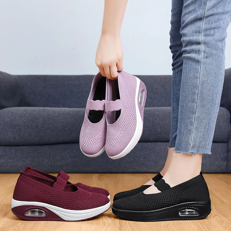 New Comfort Casual Women's Shoes Fashion Soft Sole Breathable Hollow Out Flat Shoes
