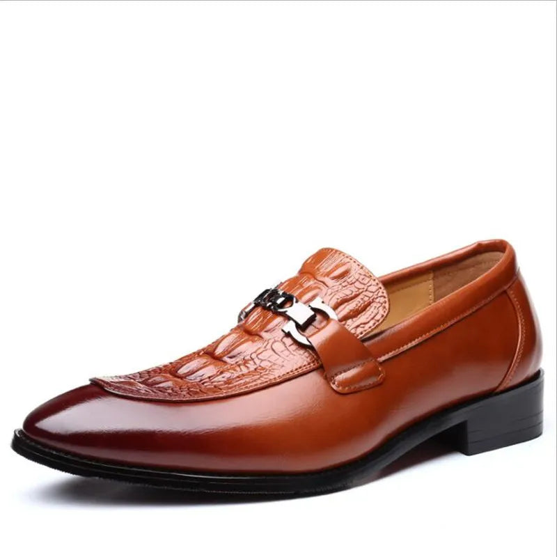 Man Shoes Crocodile Grain Leather Dress Business Office Slip-on Mens Wedding Party Loafers Men's Casual Buckle Flats