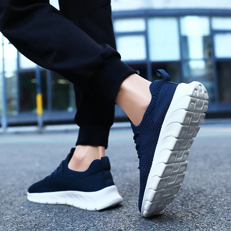 Men's Breathable Vulcanize Shoes Lightweight Running Walking Shoe Lace-up Anti-slip Casual Sneakers Zapatillas de Hombre Size 36