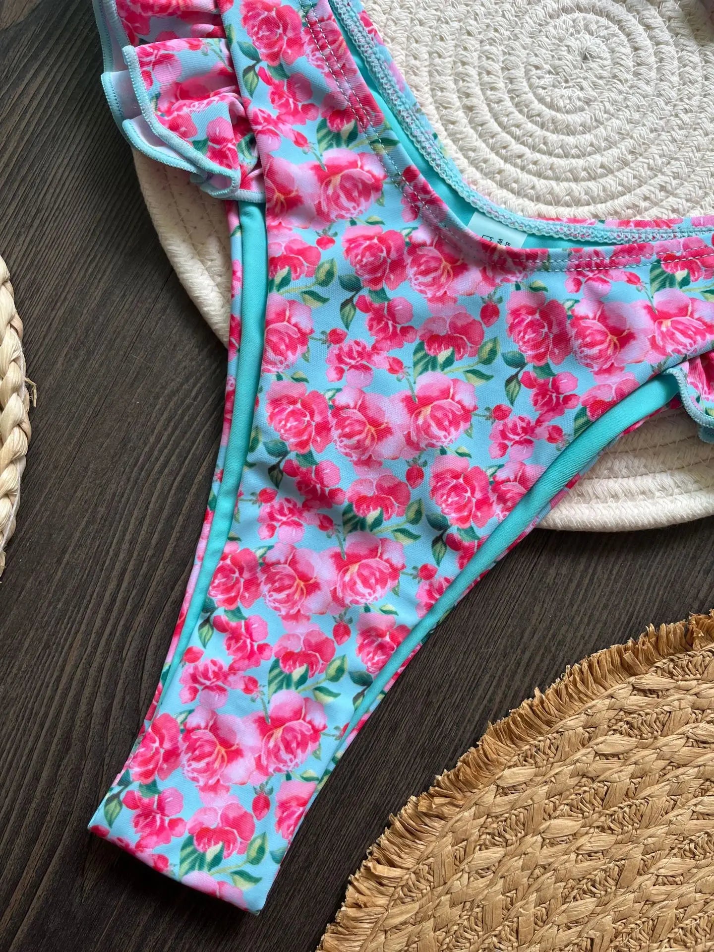 Sexy Flowers Printed Ruffled Frilled Bikini Women Swimwear Female Swimsuit Two-pieces Bikini set Bather Bathing Suit Swim