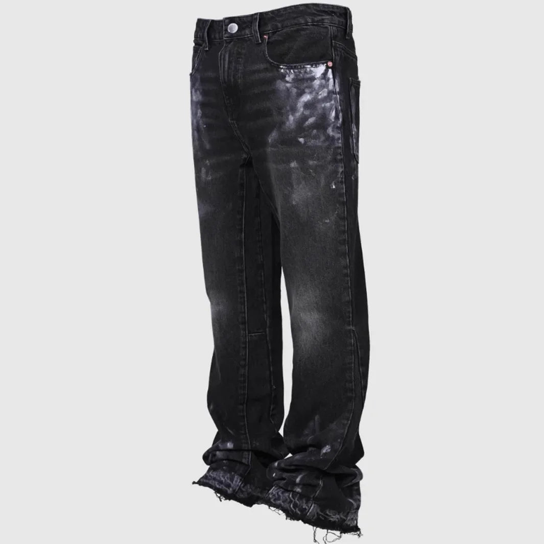Jeans Men Denim Pant Vintage Straight Pants Mid Waist Stretch Distressed Washed Pockets Button Trousers 2025 Streetwear Denims