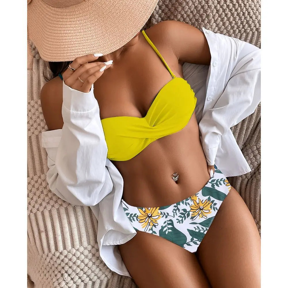 Swimsuit Leopard Bikini Set Print Floral Beach Bathing Suits Push up Summer Beachwear Two Pieces Low Waist Swimwear 2023 Women