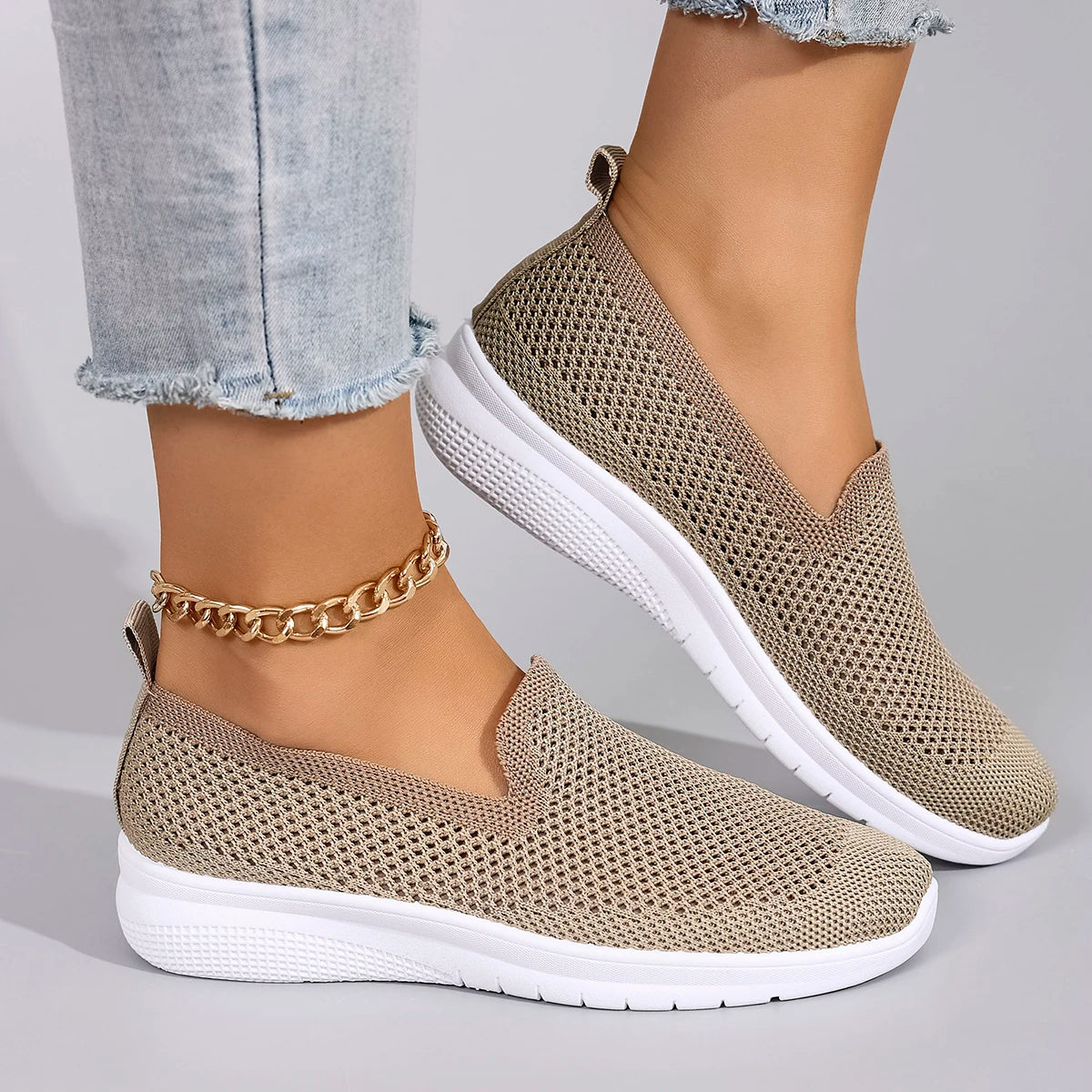breathable mesh flat shoes