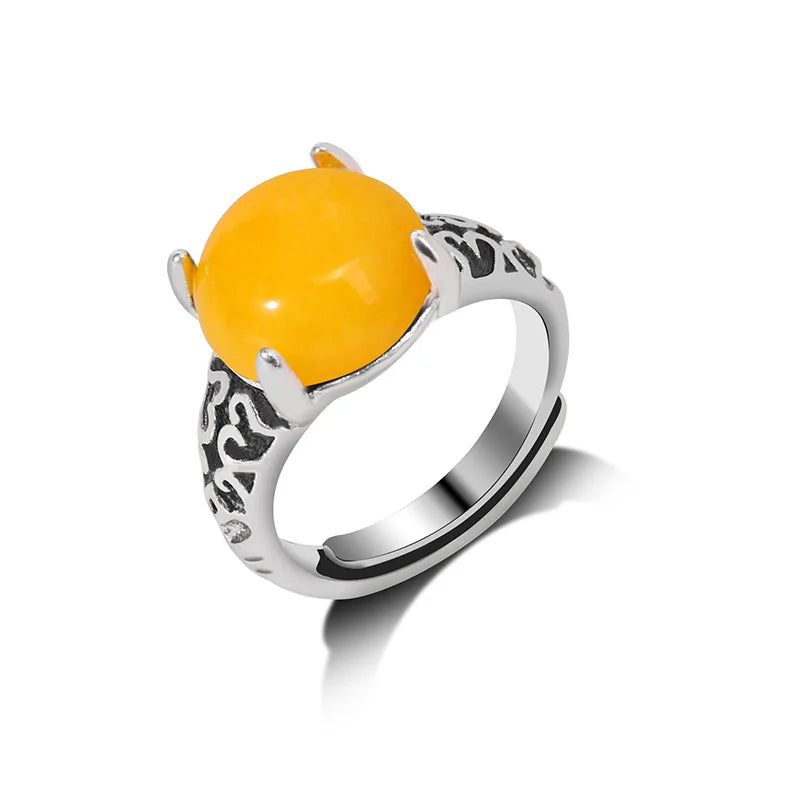 Rose Quartzs Rings Natural Stone Labradourites Beads Rings Silver Color Rings Party Wedding Anniversary Engagement Gifts Jewelry