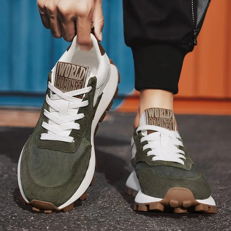 New vulcanized wedged sneakers men laced up sports shoes man casual non slip trainers comfortable jogging shoes male sneakers