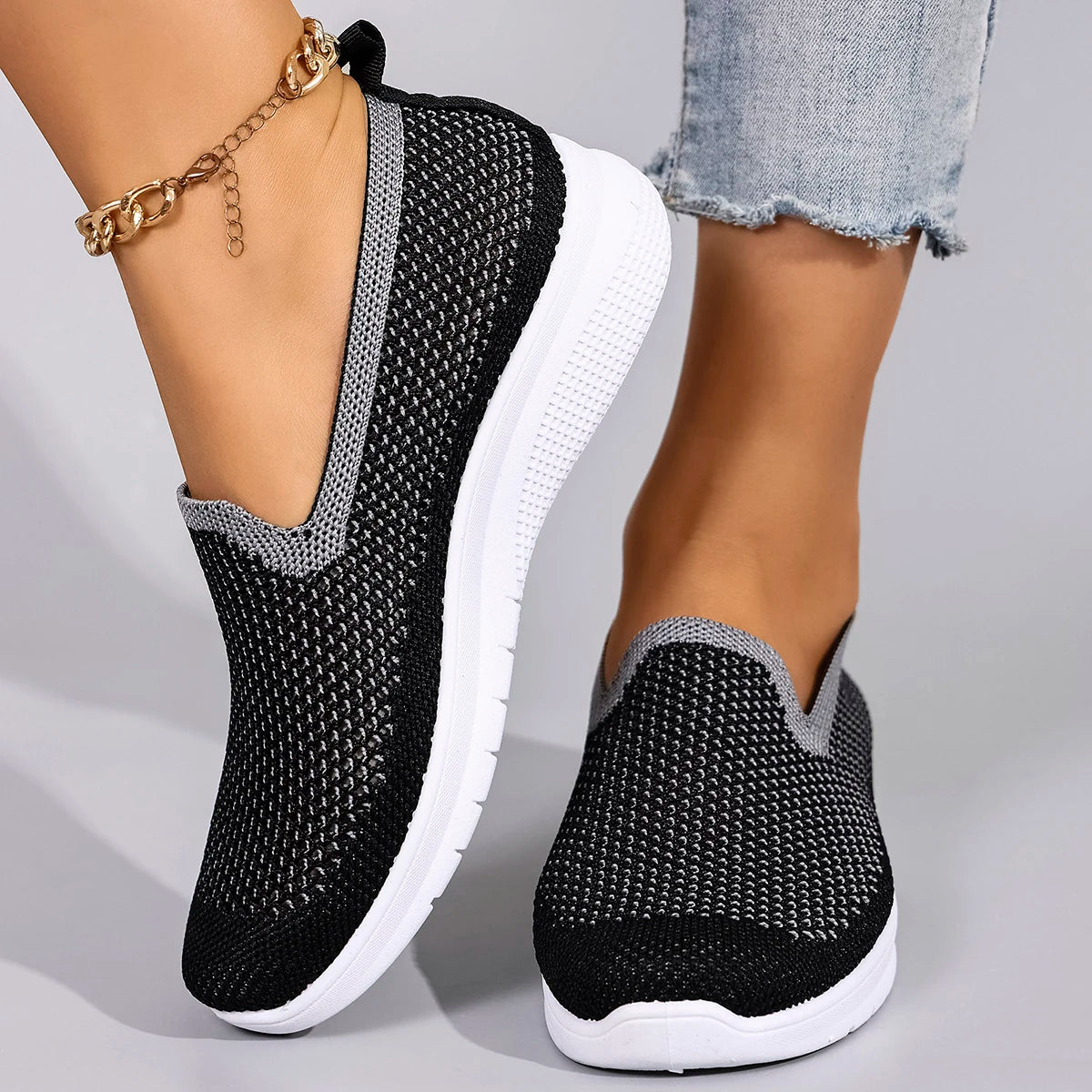 breathable mesh flat shoes
