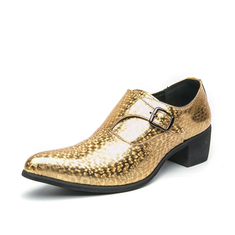 New Fashion Blue Gold Silp On Monk Strap Shoes For Men Casual Comfort Loafers Formal Dress Wedding Footwear Zapatillas Hombre