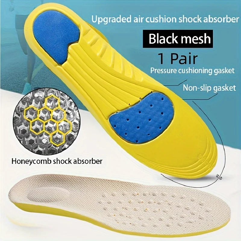 1 Pair Shock Absorption Comfortable Memory Foam Sport Insoles for Men Women Shoe Inserts Pad Soft Breathable Sneakers Running