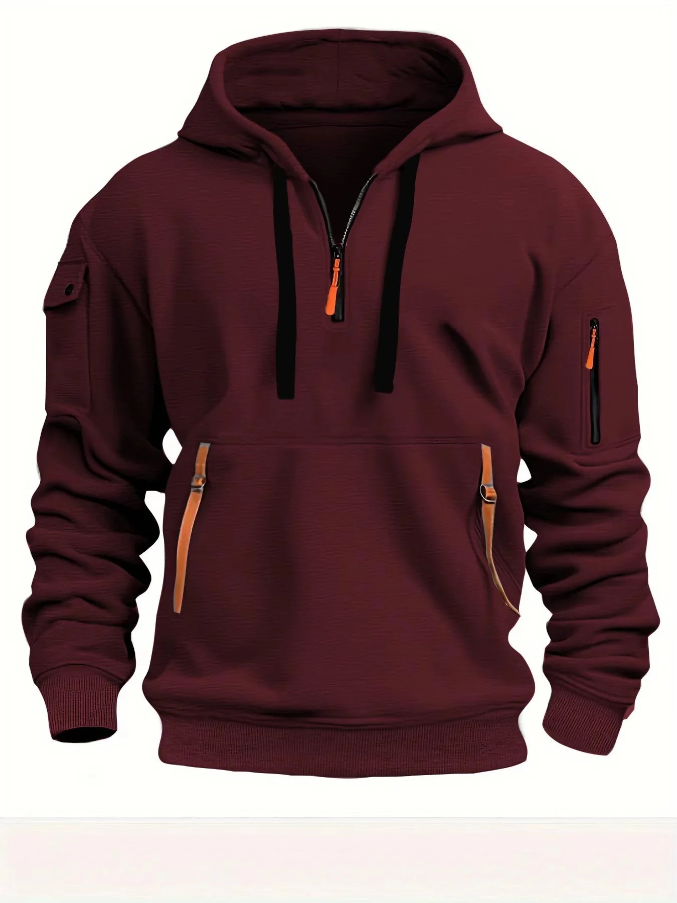 Spring and Autumn New Men's Zipper Multi Pocket Hoodie Fashion Sports Street Trend Long Sleeve Hoodie Loose Jacket
