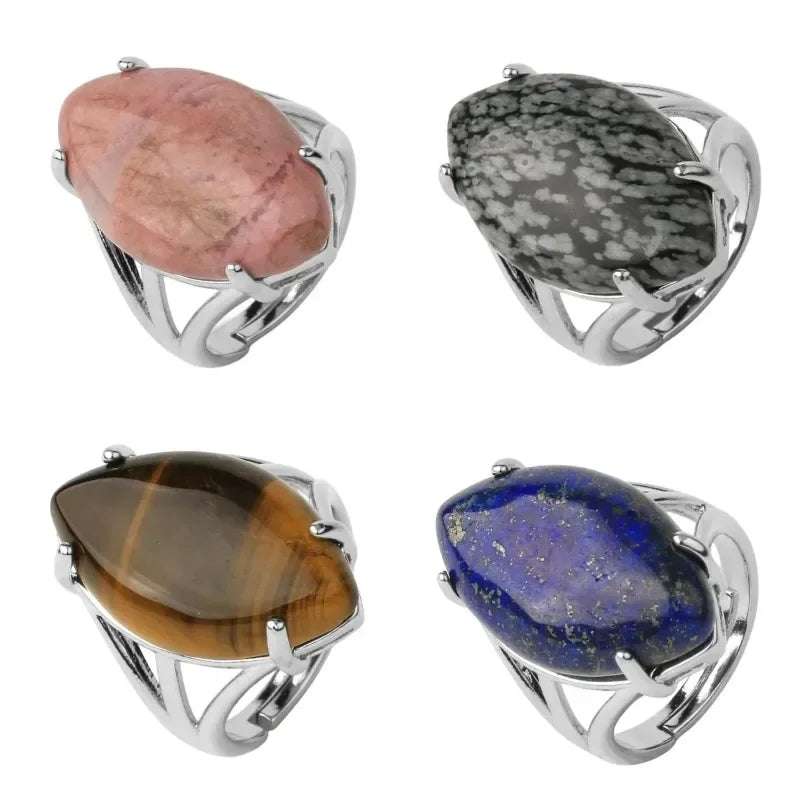 Oval Natural Stone Amethyst Ring for Boys Jewellery Women Gift Retro Boho Gothic Anillos Steampunk Style At Halloween party