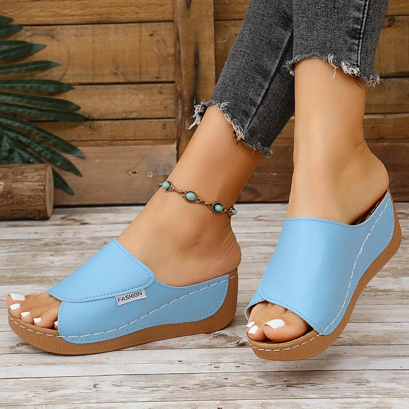 Summer Shoes Women Sandals Beach Walking Shoes Slip On Shoes For Women Wedge Sandals Woman Retro Women Slippers Footwear Female