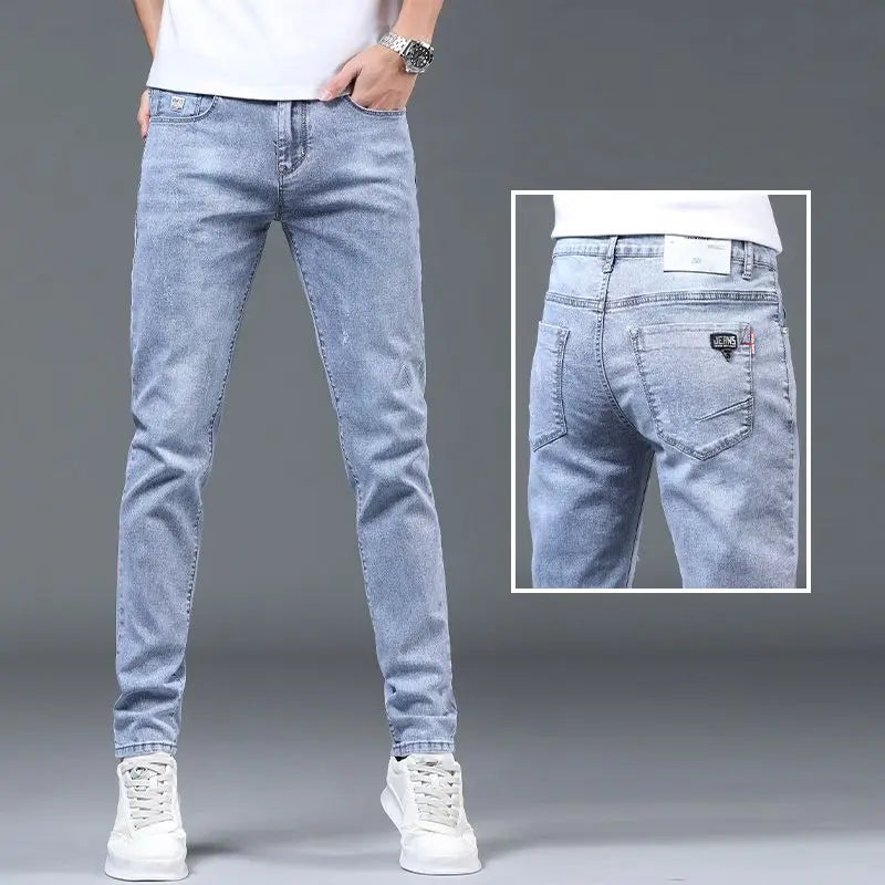 Men's Jeans Luxury Fashion Blue Softener Denim Jeans for Men's Spring and Autumn Stretch Casual Wear Korean Luxury Clothing