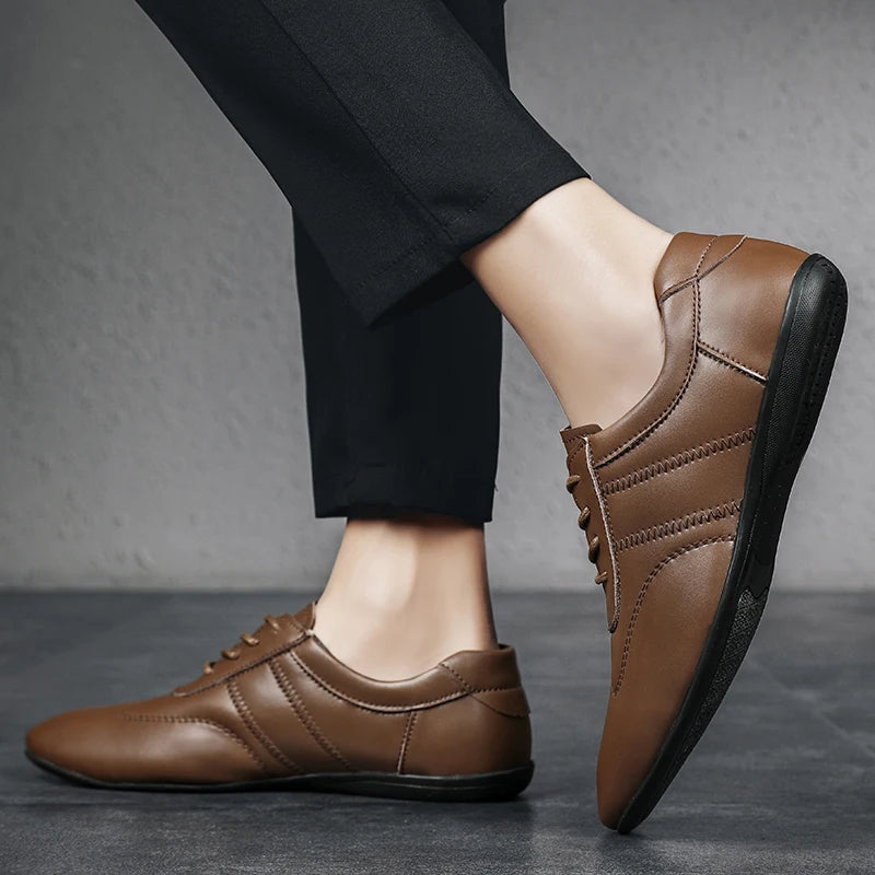 Men Business Casual Lace-up Shoes Leather Men's Comfortable Driving Flats Sneakers Shoes Quality Classic Outdoor Oxfords Shoes
