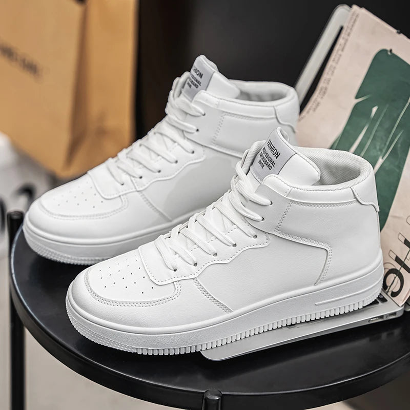 White Shoes Autumn New High-Top Casual Sports Male Student Board Shoes2025 Summer Breathable Season Comfortable Sneaker Breathab