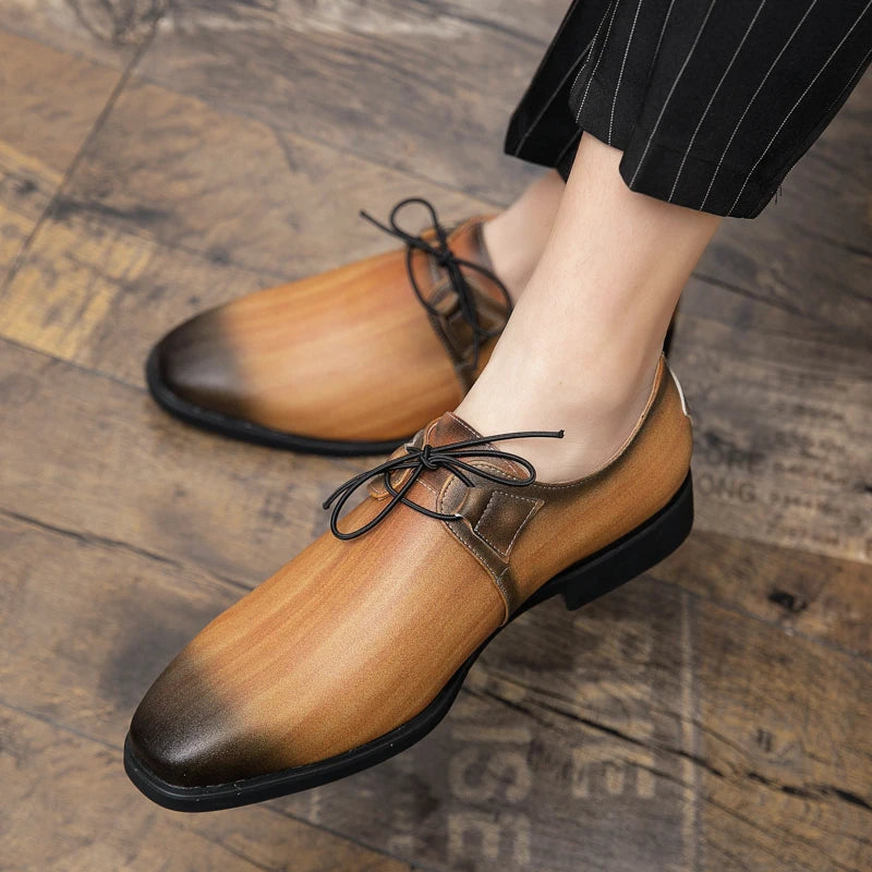Trendy and Fashionable Derby Shoes Round Toe Lace up Business Office Dress Shoes Wedding Banquet Shoes Size 38-48 Men Shoes