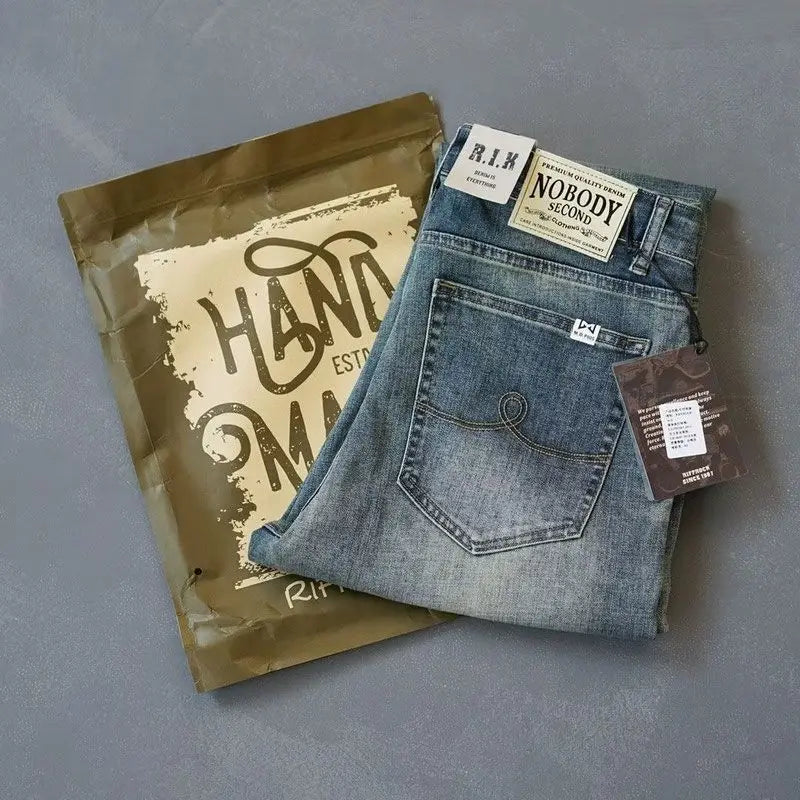 High Quality Korean Fashion Washed Vintage Straight Leg Denim Jeans for Men Casual Spring Autumn Pencil Pants Boyfriend Jeans