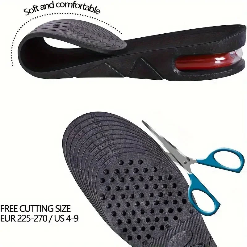 1pair Height Increase Insole With Air Cushion Adjustable 9cm/3.54inch Max Height Comfortable Lightweight Invisible Lift