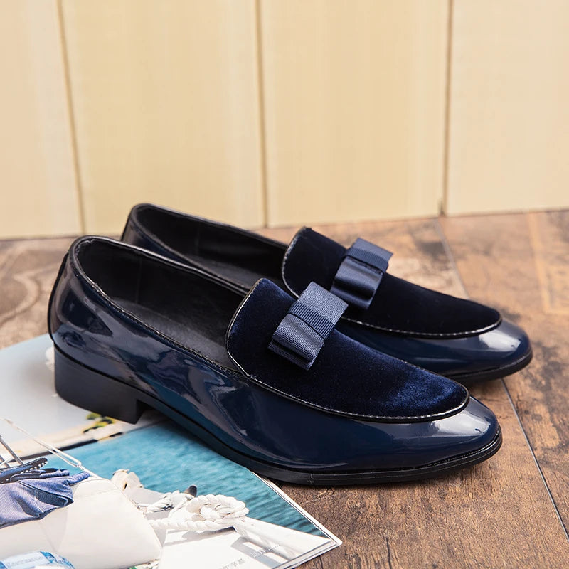 Patent Leather Shoes for Men Oxfords Lace Up Male Wedding Party Office Work Shoes Suede stitching leather shoes 38-45 Large size