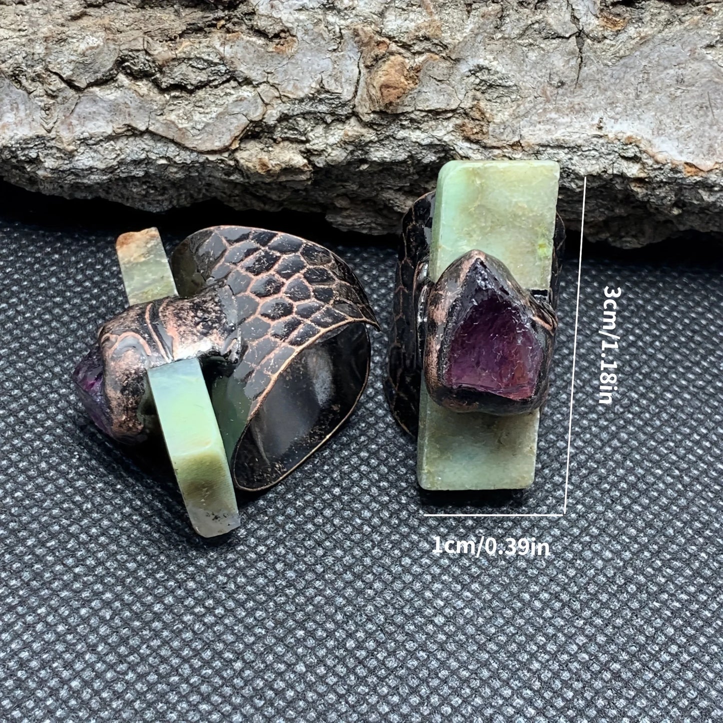 YEEVAA 1pc Rectangular Amethyst Raw Stone Handmade Open Adjustable Ring For Women Party Favors