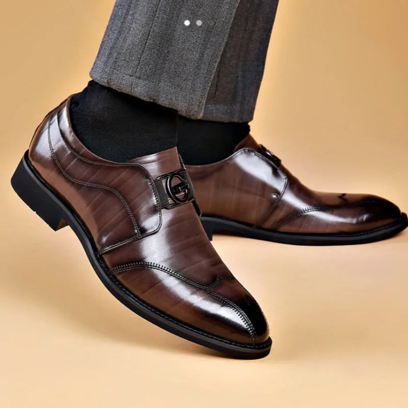 Men Casual Shoes Fashion Brand Classic Casual Men Leather Shoes Black Breathable Business Men Shoes Large Size
